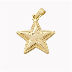 Copper Star Pendant Gold Plated, approx 16.5mm