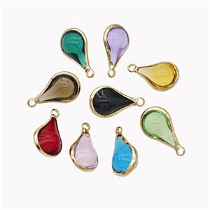 Crystal Glass Teardrop Pendant Mixed Color, approx 8-15mm