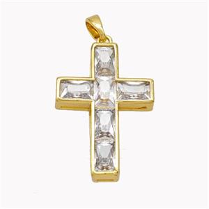 Copper Cross Pendant Pave Crystal Glass Gold Plated, approx 18-26mm