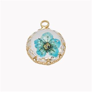 Acrylic Flower Pendant Gold Plated, approx 15mm