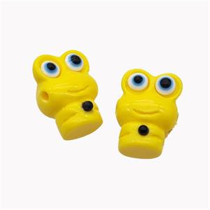 Yellow Resin Frog Beads, approx 12-16mm