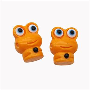 Orange Resin Frog Beads, approx 12-16mm