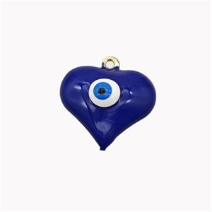 Copper Heart Pendant With Evil Eye Blue Enamel Gold Plated, approx 17mm