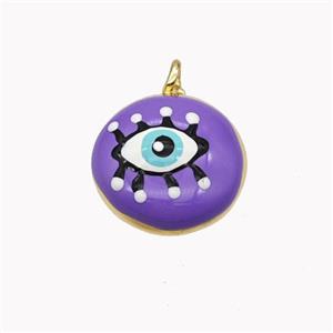 Copper Eye Pendant Lavender Enamel Gold Plated, approx 15mm