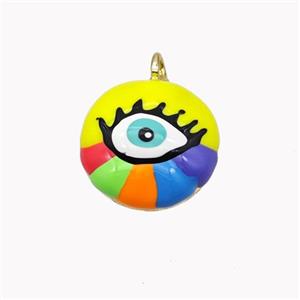 Copper Eye Pendant Multicolor Enamel Gold Plated, approx 15mm