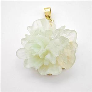 Lt.green Resin Flower Pendant, approx 25mm