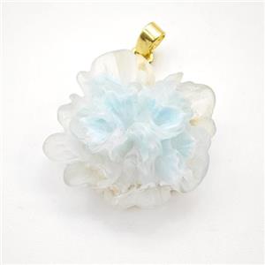 Lt.blue Resin Flower Pendant, approx 25mm