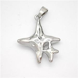 Copper Star Pendant Hammered Platinum Plated, approx 18-20mm