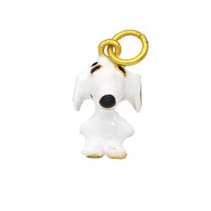 Copper Dog Pendant White Enamel Gold Plated, approx 11-16mm