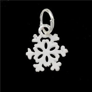 Copper Snowflake Pendant White Painted Platinum Plated, approx 12mm