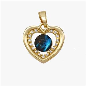 Copper Heart Pendant Pave Acrylic Zirconia Gold Plated, approx 14mm