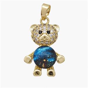 Copper Bear Pendant Pave Acrylic Zirconia Gold Plated, approx 13.5-19mm