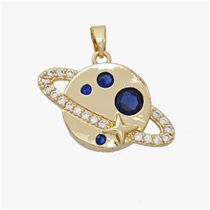 Copper Planet Pendant Pave Zirconia Gold Plated, approx 15-25mm