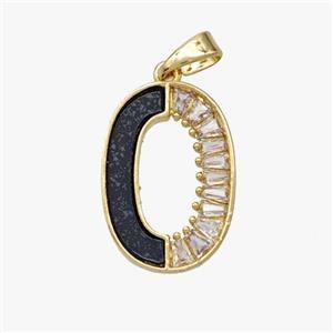 Copper Oval Pendant Pave Shell Zirconia Gold Plated, approx 12-17mm