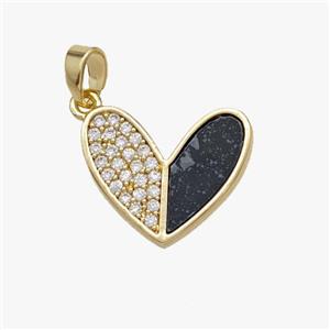 Copper Heart Pendant Pave Shell Zirconia Gold Plated, approx 15mm