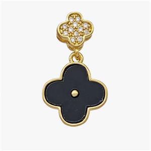 Copper Clover Pendant Pave Shell Zirconia Gold Plated, approx 7mm, 12mm