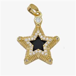 Copper Star Pendant Pave Crystal Glass Zirconia Gold Plated, approx 18mm