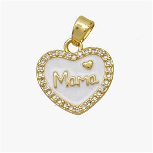 Copper Heart Pendant Pave Zirconia Mama Gold Plated, approx 14mm