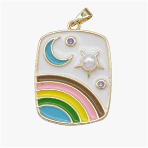 Copper Rainbow Pendant Sun Moon Enamel Gold Plated, approx 18-24mm