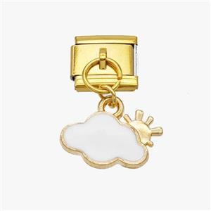 Stainless Steel Element For Module Bracelet With Copper Cloud Pendant Enamel Gold Plated, approx 10-15mm, 9-10mm