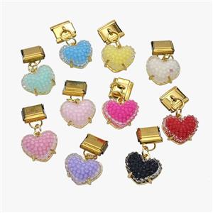 Stainless Steel Element For Module Bracelet With Resin Heart Pendant Gold Plated Mix, approx 15.5mm, 9-10mm