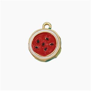 Copper Watermelon Charms Pendant Enamel Gold Plated, approx 11mm