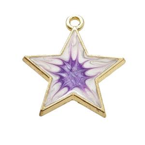 Copper Star Pendant Purple Painted Gold Plated, approx 21mm