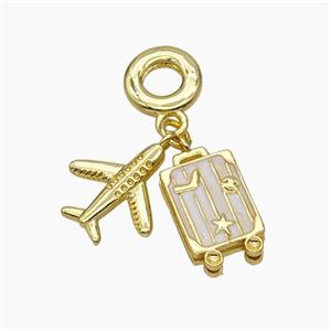 Copper Airplane Star Sky Pendant Painted Gold Plated, approx 11-15mm, 15mm, 10mm