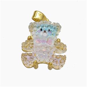 Acrylic Bear Pendant Gold Plated, approx 15mm