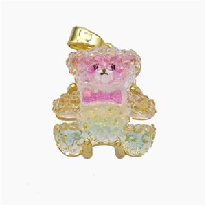 Acrylic Bear Pendant Gold Plated, approx 15mm