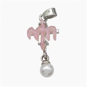 Copper Cross Pendant Pave Acrylic Platinum Plated, approx 5mm, 10-12mm