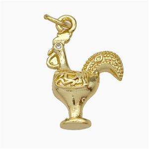 Copper Chicken Charms Pendant Rooster Gold Plated, approx 12-17mm