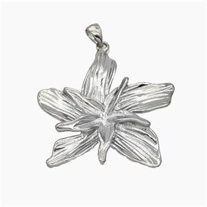 Copper Flower Pendant Platinum Plated, approx 35mm