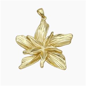 Copper Flower Pendant Gold Plated, approx 35mm