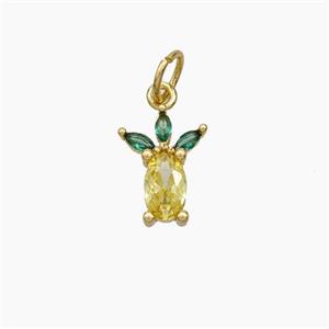 Copper Pineapple Pendant Pave Zirconia Gold Plated, approx 8-11mm