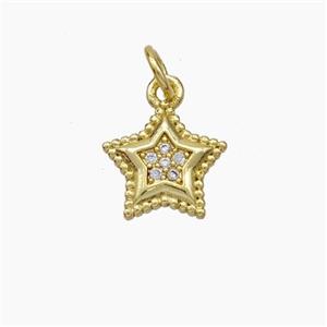 Copper Star Pendant Pave Zirconia Gold Plated, approx 9mm