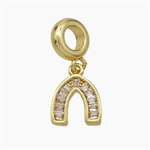 Copper Horseshoe Pendant Pave Zirconia Gold Plated, approx 10mm, 8mm dia