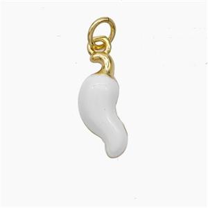 Copper Chili Pendant White Enamel Gold Plated, approx 6-15mm