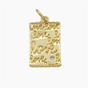 Love Charms Copper Rectangle Pendant Gold Plated, approx 10-15mm