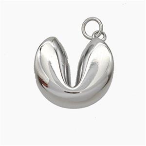 Fortune Cookie Charms Copper Pendant Platinum Plated, approx 17mm