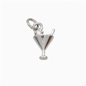 Wine Cap Charms Copper Pendant Pave Zirconia Platinum Plated, approx 7-11mm