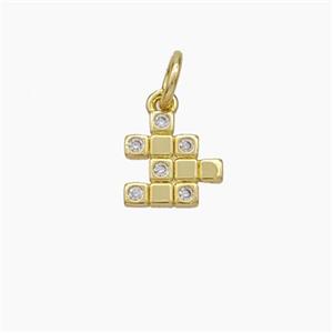 Magic Cube Charms Copper Pendant Pave Zirconia Gold Plated, approx 8mm