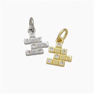 Magic Cube Charms Copper Pendant Pave Zirconia Mixed, approx 8mm