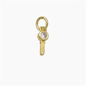 Copper Key Pendant Pave Zirconia Gold Plated, approx 4-8mm