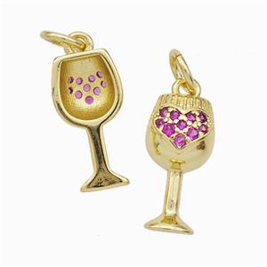 Wine Cap Charms Copper Pendant Pave Zirconia Gold Plated, approx 7-14mm