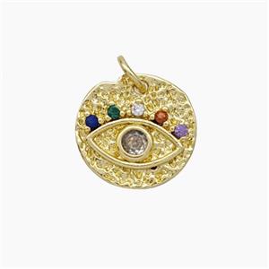 Copper Eye Charms Pendant Micropave Zirconia Gold Plated, approx 14mm