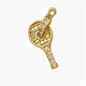Copper Tennis Racket Pendant Pave Zirconia Sports Heart Gold Plated, approx 7-15mm, 6-7mm