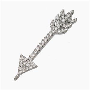 Copper Arrow Connector Pave Zirconia Platinum Plated, approx 6-30mm