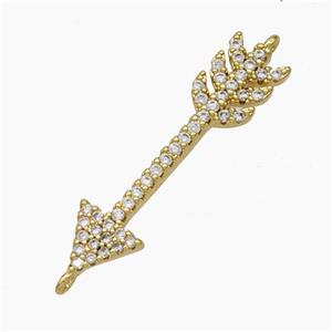 Copper Arrow Connector Pave Zirconia Gold Plated, approx 6-30mm