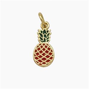 Pineapple Charms Copper Pendant Enamel Gold Plated, approx 6.5-12mm